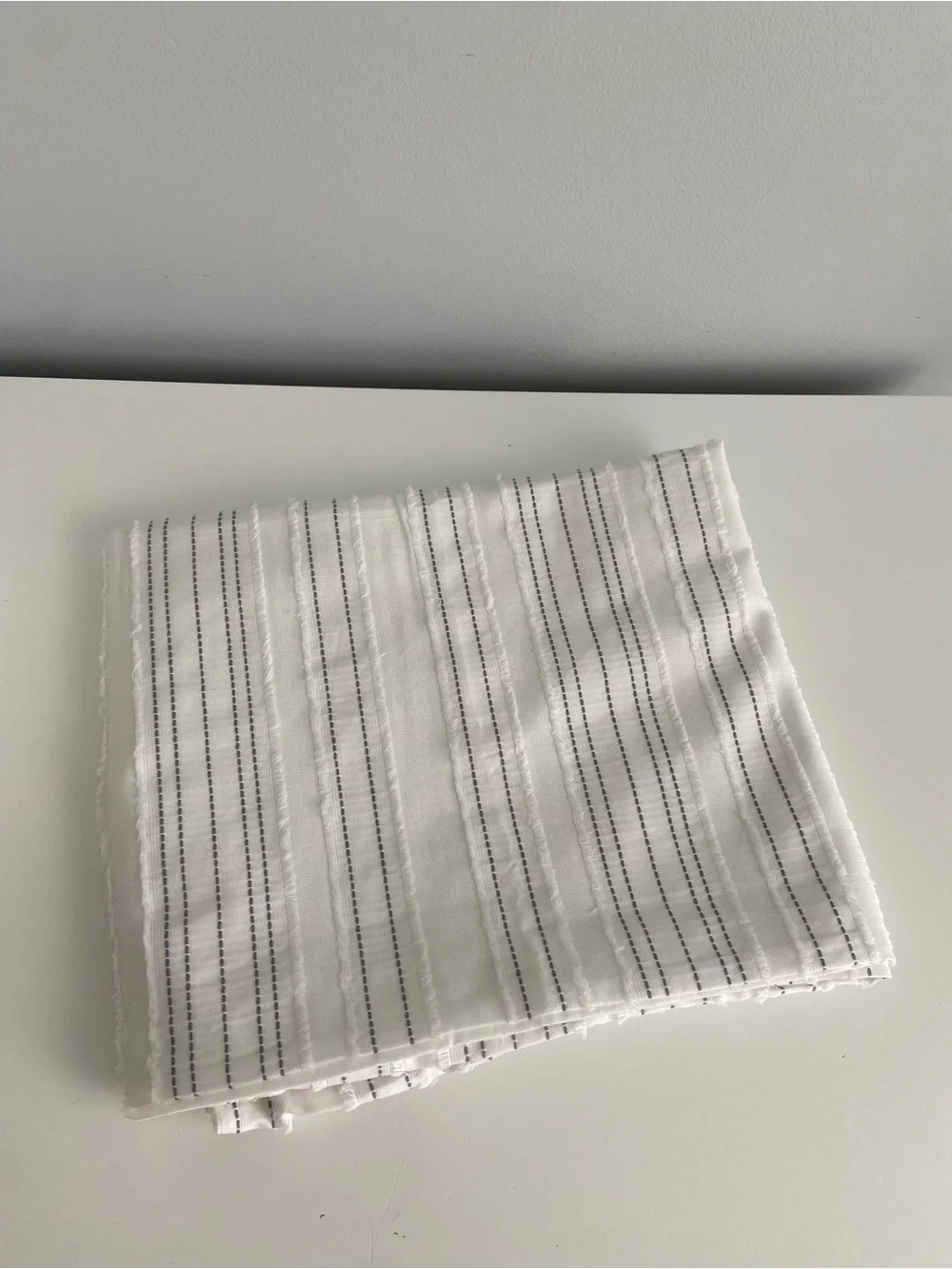 King size Set 2 shams Pillowcases Cotton White Grey Stripe Texture Collection